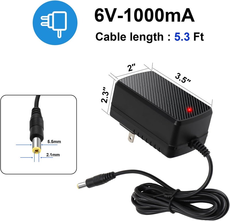 LAZORA 6V Battery Charger for Kids Ride On Car Toys 6V Charger for Best Choice Products Wrangler SUV Kid Trax Dynacraft Toddler Quad Kidzone Bumper 6 Volt Kid Car Electric Toys Ride On Charger - Image 2